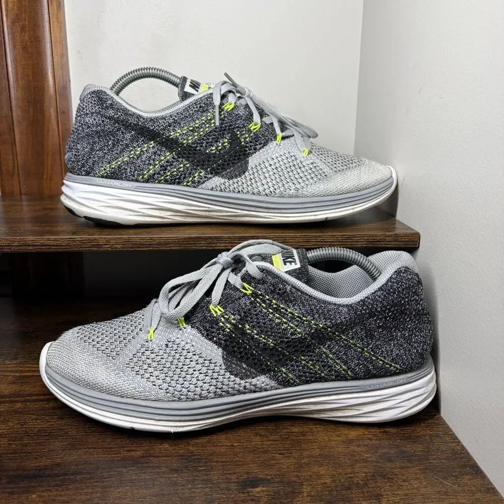 Size 10 - Nike Flyknit Lunar 3 Wolf Grey / Black / White / Volt
